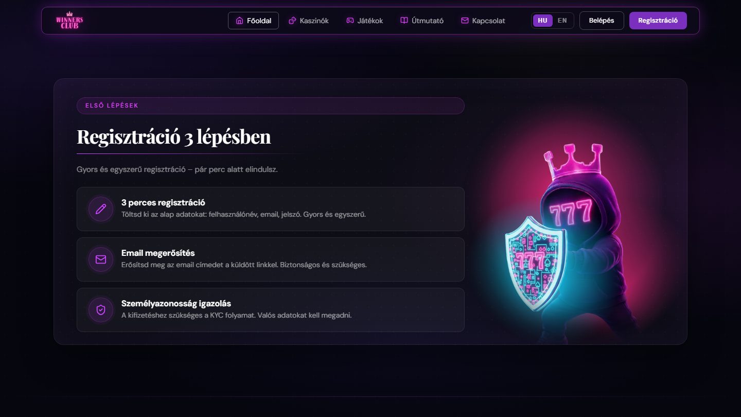 A Winners Club figurája pajzzsal, a regisztrációs szakasz illusztrációjaként