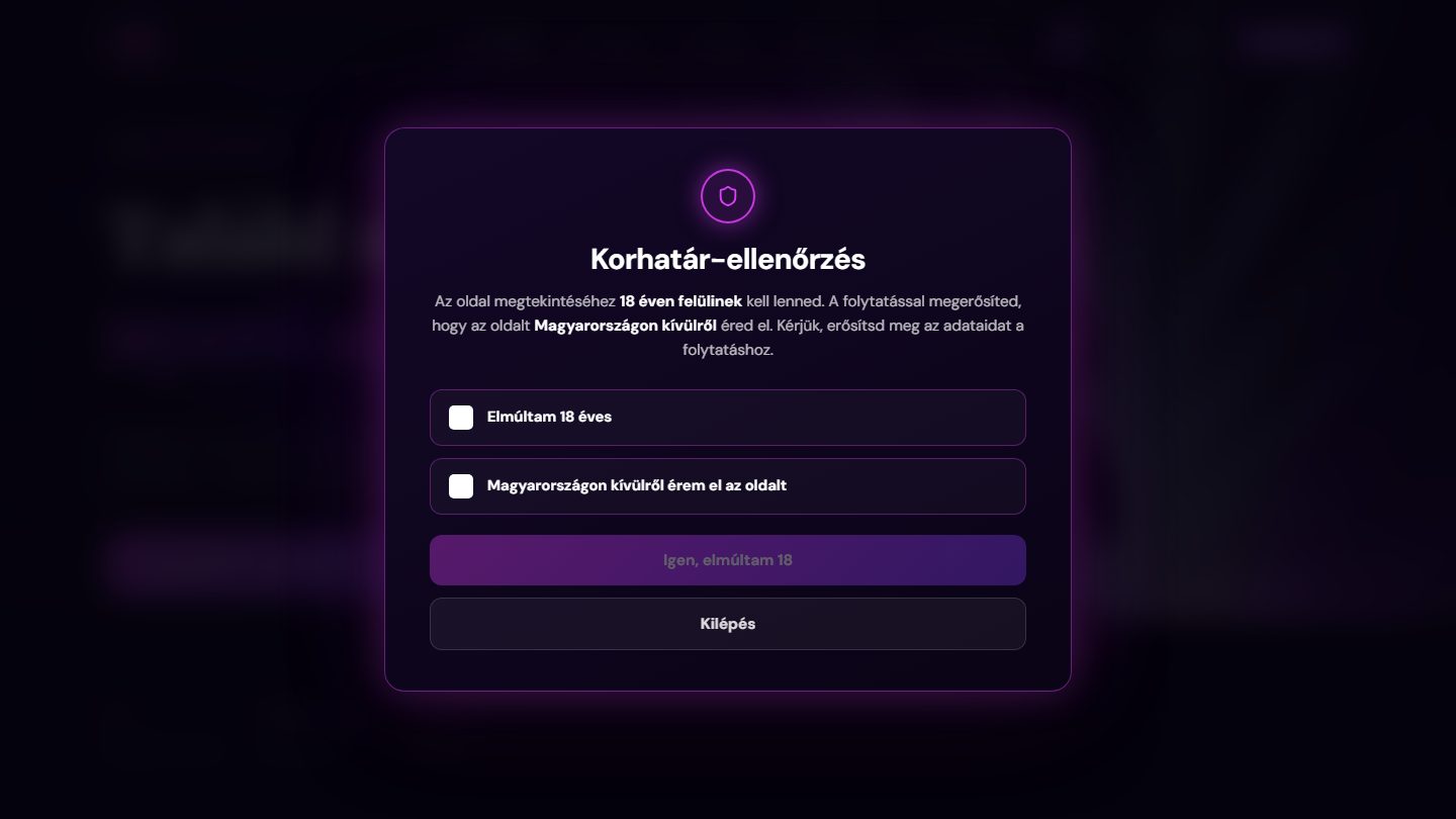 A Winners Club korhatár-ellenőrzése: 18 éves korhatár és Magyarország kizárása, két kötelező pipával